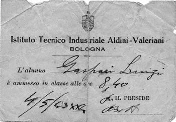 1943 Istituto Aldini permesso per ritardo