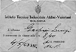 1943 Istituto Aldini permesso per ritardo